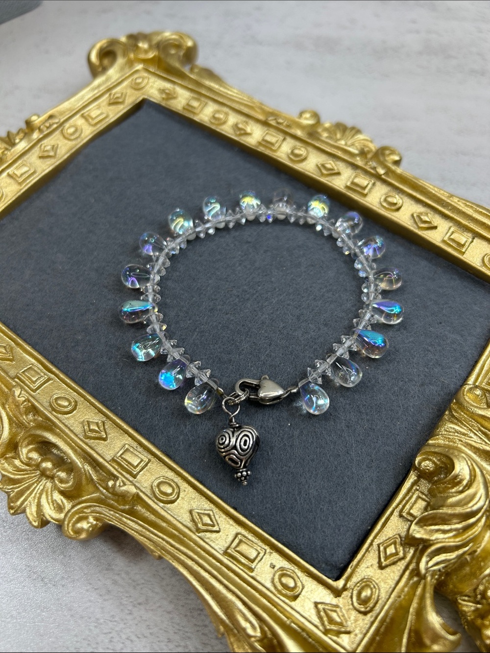 Iridiscent Crystal Teardrop 925 Sterling Bracelet - Women Jewelry - Picture 2 of 7